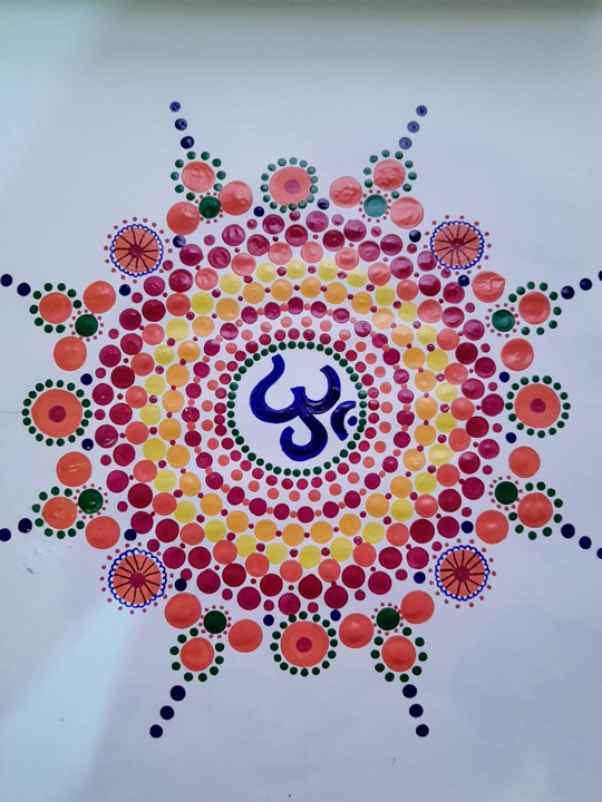 Hand painted dot mandala with Om