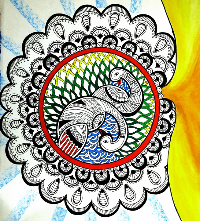 Madhubani peacock pattern