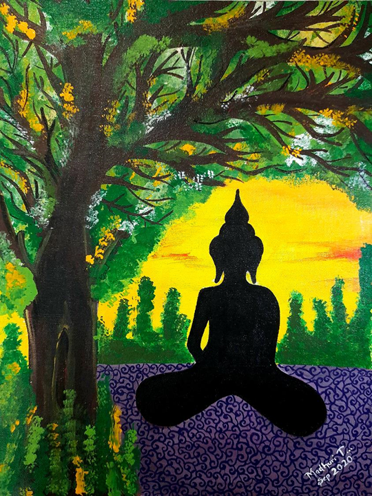 Buddha painting on canvas board