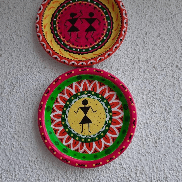 Warli wall hanging plates